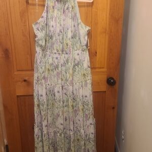 Taylor Dresses Pastel Floral Halter Maxi Dress